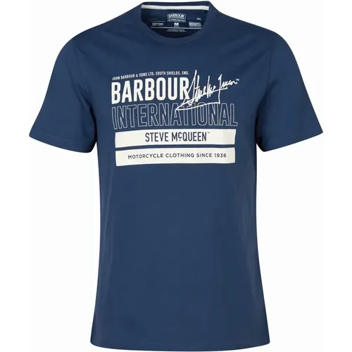 Grafisches T-Shirt mit Steve McQueen Design , Herren, Größe: M - Barbour - Modalova