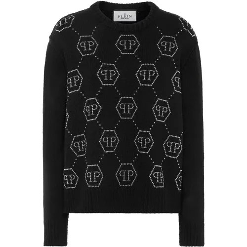 Stylish Knit Sweater in Pink , female, Sizes: M, L - Philipp Plein - Modalova