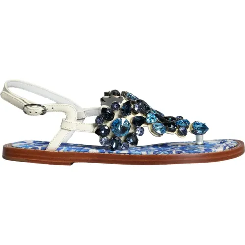 Crystal Flats Sandals Shoes , female, Sizes: 3 UK - Dolce & Gabbana - Modalova