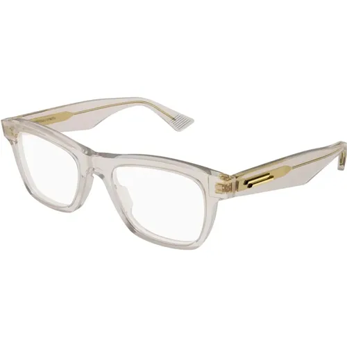 Transparent Beige Brillengestelle , unisex, Größe: 51 MM - Bottega Veneta - Modalova