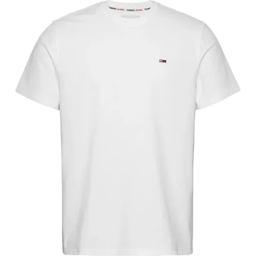 Bio-Baumwoll T-Shirt - Weiß, Gerader Schnitt, Kurze Ärmel - Tommy Jeans - Modalova