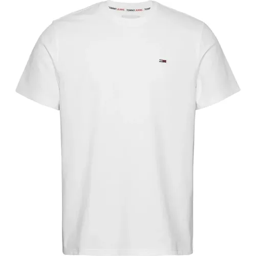 Bio-Baumwoll T-Shirt - Weiß, Gerader Schnitt, Kurze Ärmel , Herren, Größe: 2XL - Tommy Jeans - Modalova