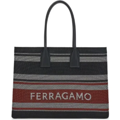 Signature Tote Bag with Jacquard Logo , female, Sizes: ONE SIZE - Salvatore Ferragamo - Modalova