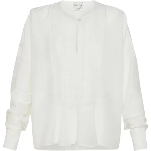 Cotton and silk shirt with georgette plastron , female, Sizes: S, XS - Forte Forte - Modalova