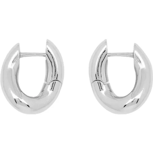 Silber Messing Hoop Ohrringe Graviertes Logo - Balenciaga - Modalova