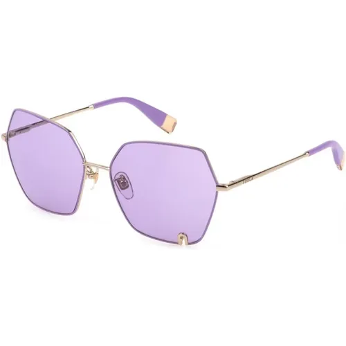 Rosa Zifferblatt Metall Sonnenbrille mit Silberspiegel - Furla - Modalova