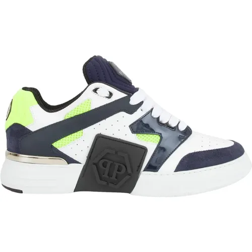 Leather Lo-Top Sneakers in Blue , male, Sizes: 9 UK, 12 UK, 8 UK - Philipp Plein - Modalova