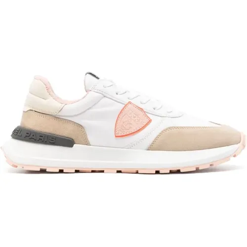 White/Rose Pink Sneakers with Panelled Design , female, Sizes: 7 UK, 5 UK, 4 UK, 3 UK - Philippe Model - Modalova