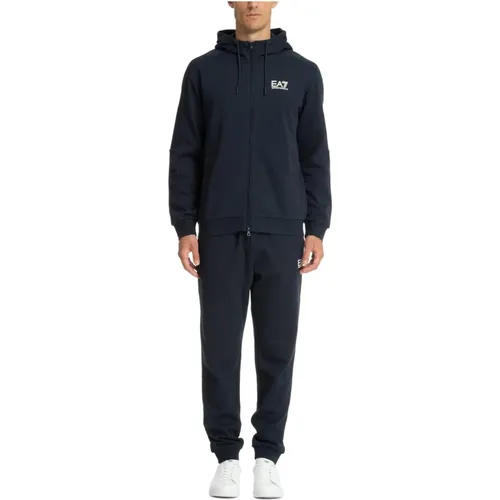 Plain Tracksuit with Hood and Pockets , male, Sizes: XL, L, 3XL, S, 2XL, M - Emporio Armani EA7 - Modalova