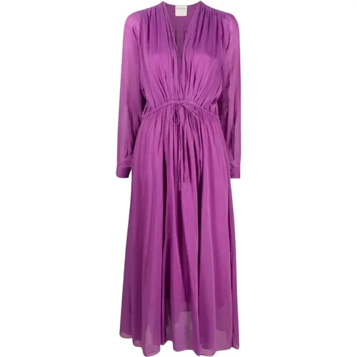 Long Sleeve Cotton Silk Dress , female, Sizes: S - Forte Forte - Modalova