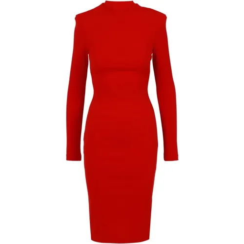 Rotes Midi-Kleid mit Stehkragen , Damen, Größe: S - Aniye By - Modalova