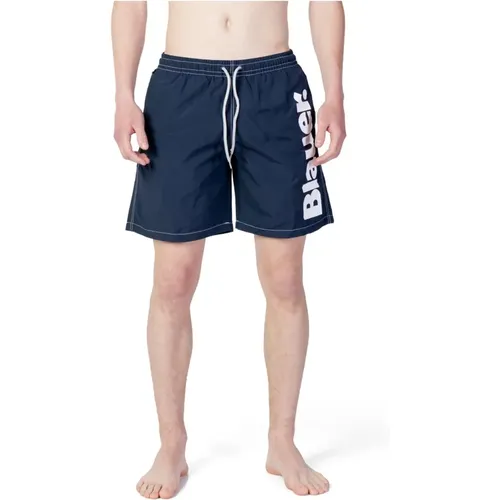 Printed Swimwear with Single Pocket , male, Sizes: S, L, M, XL - Blauer - Modalova