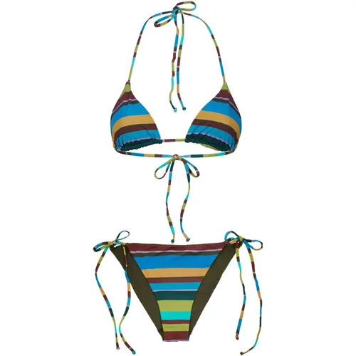 Bunter Streifen Dreieck Bikini , Damen, Größe: L - Gallo - Modalova