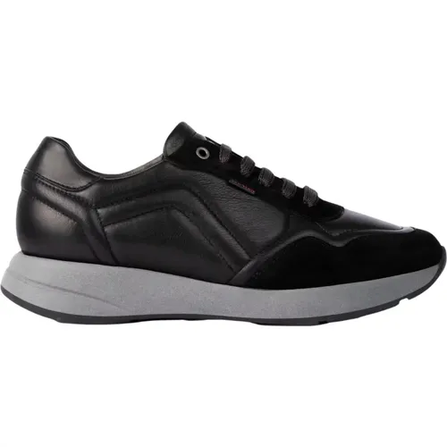 Schwarze Sneaker mit Leder- und Wildlederobermaterial - Exton - Modalova