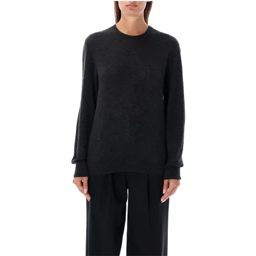 Cashmere Silk Crewneck Sweater Carbon Grey , female, Sizes: S, M, L - Saint Laurent - Modalova