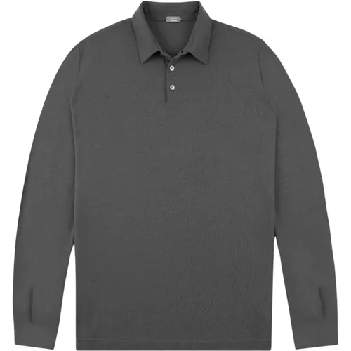 Langarm Ice Cotton Polo,Langarm Baumwoll-Poloshirt,Langarm Polo aus Baumwolle,Polo Shirts - Zanone - Modalova