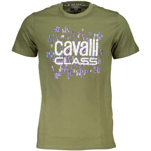 Bedrucktes Logo-T-Shirt Kurzarm , Herren, Größe: L - Cavalli Class - Modalova