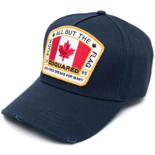Kanadische Flagge Baseballkappe, Marineblau , Herren, Größe: ONE Size - Dsquared2 - Modalova