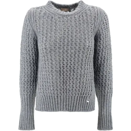 Klares Blaues Metallgestrickter Pullover , Damen, Größe: S - Herno - Modalova