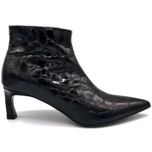 Crocodile Print Leather Ankle Boot , female, Sizes: 4 UK, 6 UK, 3 UK, 5 UK - Halmanera - Modalova