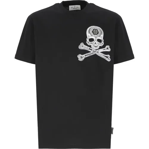 Cotton T-shirt with Contrasting Logo , male, Sizes: S, M, L - Philipp Plein - Modalova