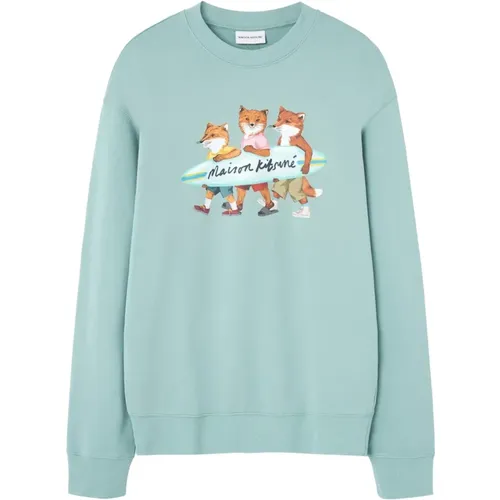 Foxes Surf Sweatshirt , male, Sizes: L, S - Maison Kitsuné - Modalova