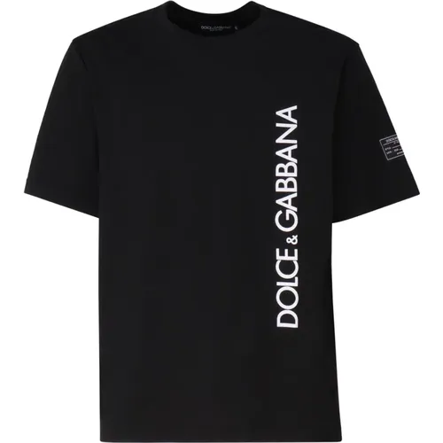 Schwarze T-Shirts und Polos mit 98% Baumwolle , Herren, Größe: M - Dolce & Gabbana - Modalova