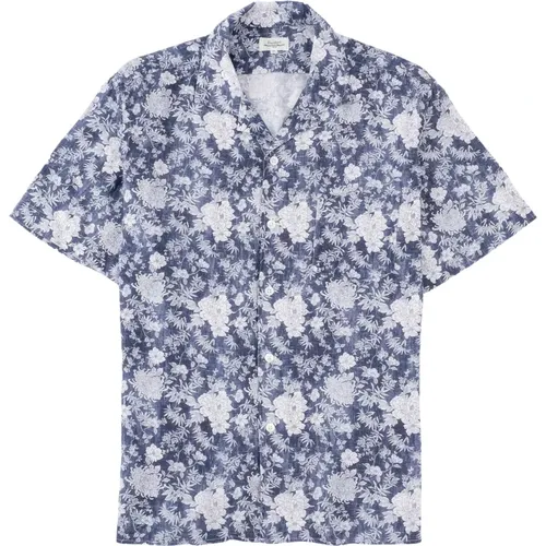 Retro Flower Print Linen Shirt , male, Sizes: M, XL, L - Hartford - Modalova