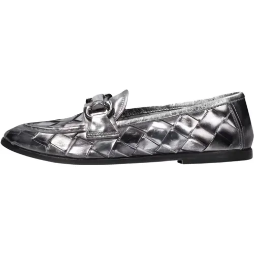 Silberne Loafers mit Geflochtenem Detail , Damen, Größe: 39 EU - a.s.98 - Modalova