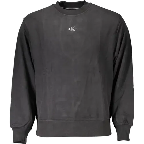 Schwarzer Baumwollpullover mit Logodruck , Herren, Größe: XL - Calvin Klein - Modalova