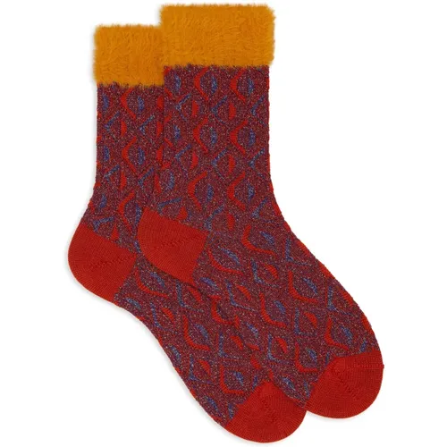 Kurze orange Damensocken und Socken mit funkelndem geometrischem Motiv - Gallo - Modalova