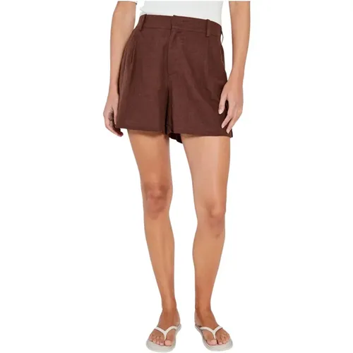 Linen Blend Shorts with Hidden Closure , female, Sizes: S, M - Norr - Modalova