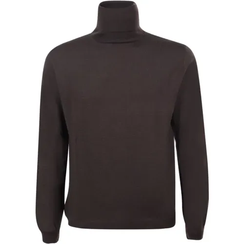 Dunkelbrauner Flexwool Rollkragenpullover , Herren, Größe: M - Zanone - Modalova