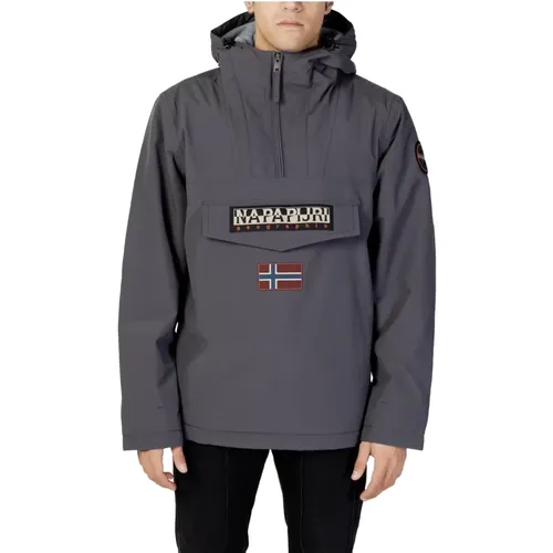 Graue Reißverschlussjacke Langarm Nylon , Herren, Größe: 2XL - Napapijri - Modalova