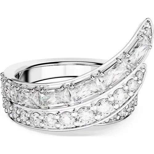 Hyperbola Cocktail Ring, Double Bands, White , female, Sizes: 52 MM - Swarovski - Modalova