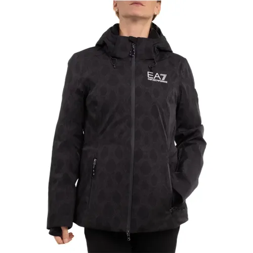 Women's Ski Jacket with Water-Repellent Fabric and Adjustable Hood , female, Sizes: S - Emporio Armani EA7 - Modalova