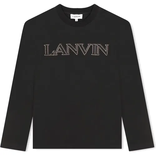 Schwarzes Langarm Crew Neck T-Shirt - Lanvin - Modalova