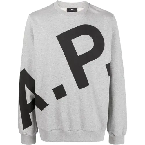 Logo-Print Sweatshirt, Grey, Crew Neck , male, Sizes: XS, S - A.p.c. - Modalova