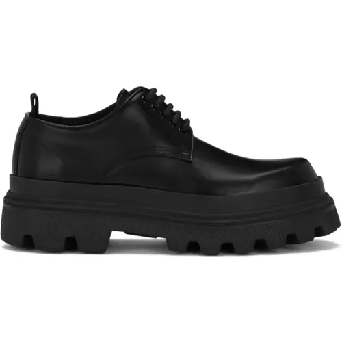 Schwarze flache Schuhe für Herren - Mocassino Derby Stil , Herren, Größe: 41 EU - Dolce & Gabbana - Modalova