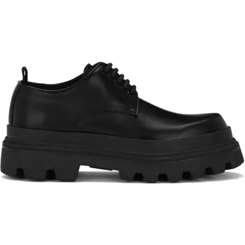 Schwarze flache Schuhe für Herren - Mocassino Derby Stil , Herren, Größe: 42 EU - Dolce & Gabbana - Modalova