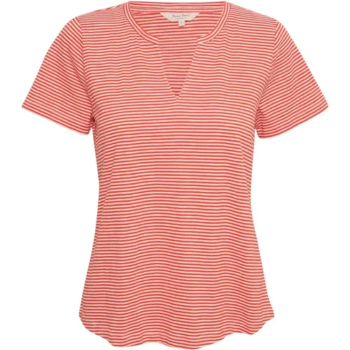 Striped V-Neck T-Shirt , female, Sizes: XL, L, S, 3XL, M - Part Two - Modalova