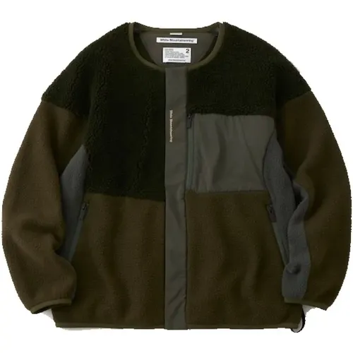 Gore-Tex Infinium Patchwork Boa No Collar Jacket Khaki-1 (M) , male, Sizes: XL, M, L - White Mountaineering - Modalova