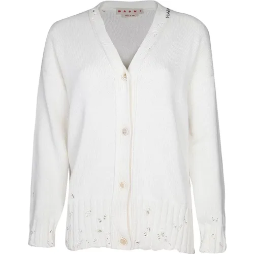 Weiße Baumwoll-Cardigan-Sweatshirt - Marni - Modalova