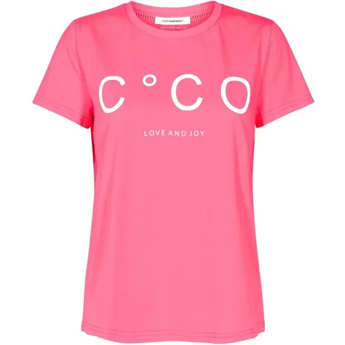 Stilvoller Druck Rundhals T-Shirt , Damen, Größe: L - Co'Couture - Modalova