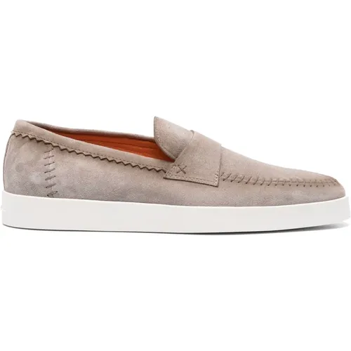 Leather Loafers Casual Flats , male, Sizes: 9 UK, 11 UK, 10 UK, 8 UK, 12 UK, 7 UK - Santoni - Modalova