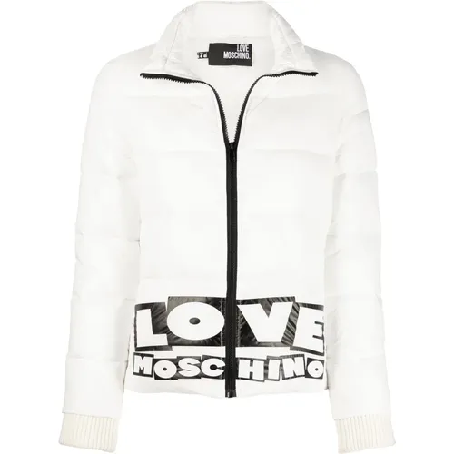 Cream Quilted Puffer Jacket , female, Sizes: 2XS - Love Moschino - Modalova