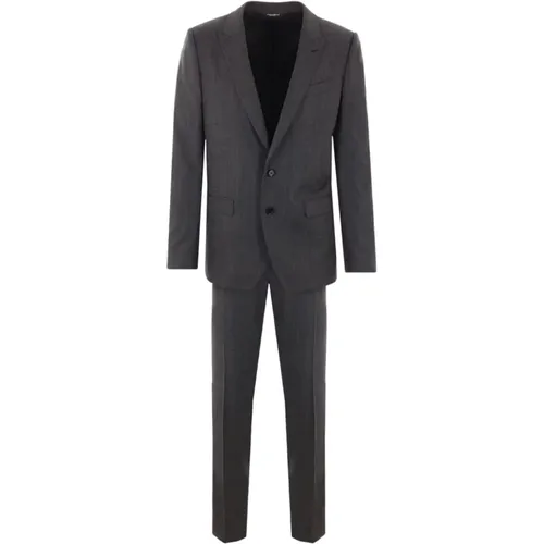 Grey Stretch Wool Two-Piece Suit , male, Sizes: XL - Dolce & Gabbana - Modalova