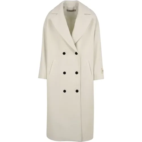 Cream Button-Front Coats with Logo , female, Sizes: S, XS - Hinnominate - Modalova