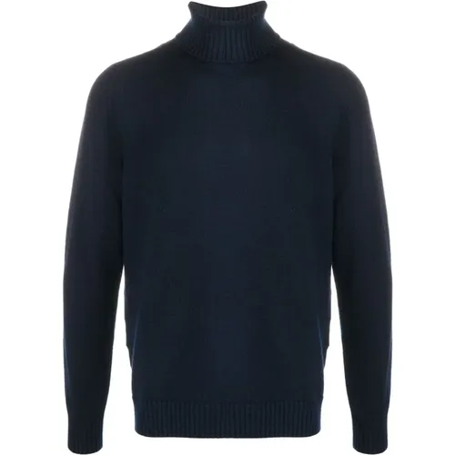 Blauer Merino Rollkragenpullover , Herren, Größe: M - Drumohr - Modalova