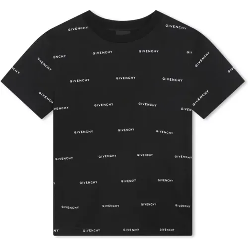 Kinder Schwarzes Logo T-Shirt Crew Neck,Schwarzes Logo Print Baumwoll T-Shirt - Givenchy - Modalova